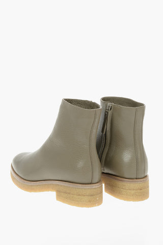 Grained Leather BORIS Shearling Ankle Boots with Side Zip Fastening