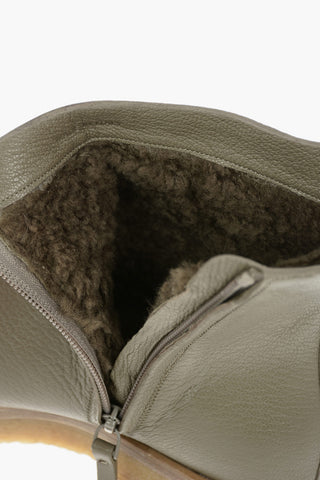 Grained Leather BORIS Shearling Ankle Boots with Side Zip Fastening