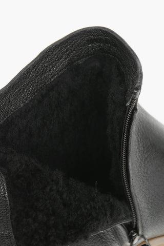 Grained Leather BORIS Shearling Ankle Boots with Side Zip Fastening