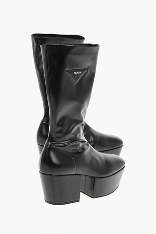 Tech Faux Leather Ankle Boots with Statement Sole and Embossed Iconic Logo 7cm