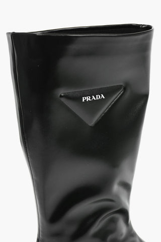 Tech Faux Leather Ankle Boots with Statement Sole and Embossed Iconic Logo 7cm