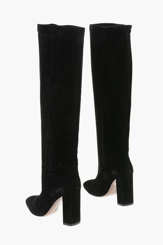 Suede Leather Pull-on Knee-high Boots 9,5cm