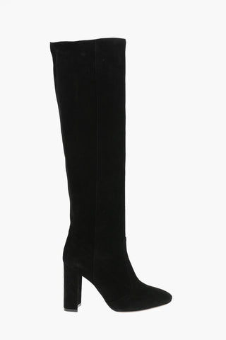 Suede Leather Pull-on Knee-high Boots 9,5cm