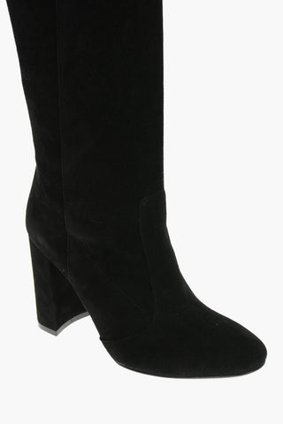 Suede Leather Pull-on Knee-high Boots 9,5cm