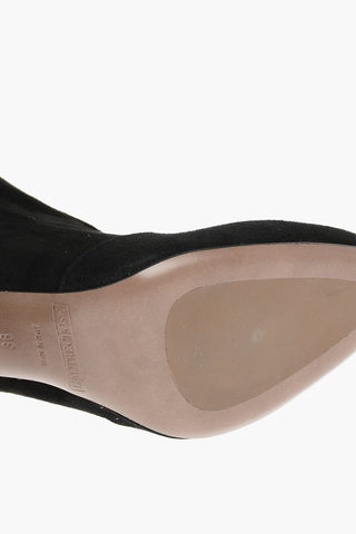 Suede Leather Pull-on Knee-high Boots 9,5cm