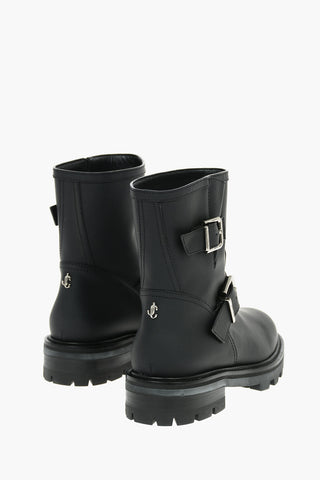 Rubberrised Leather YOUTH Ankle Boots embellished with Logoed Buckles