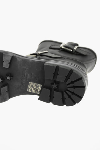 Rubberrised Leather YOUTH Ankle Boots embellished with Logoed Buckles