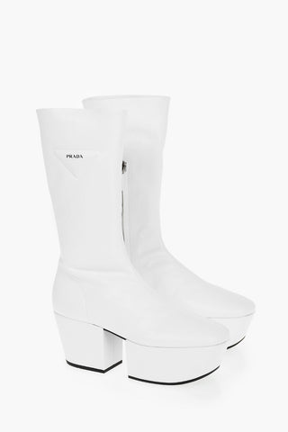 Tech Faux Leather Ankle Boots with Statement Sole and Embossed Iconic Logo 7cm