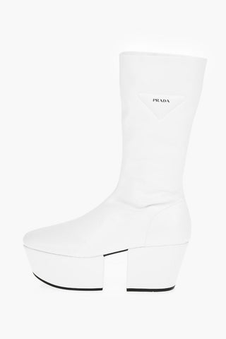Tech Faux Leather Ankle Boots with Statement Sole and Embossed Iconic Logo 7cm
