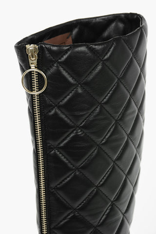 Quilted Soft Leather Knee-high Boots with Contrasting front Zip 8,5cm