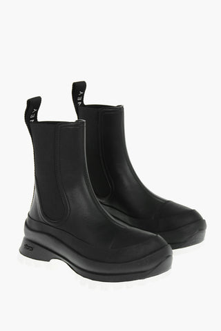 Faux Leather TRACE Chelsea Booties with Lettering Logo