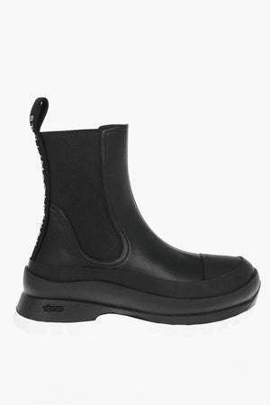 Faux Leather Chelsea Ankle Boots TRACE with Lettering Logo