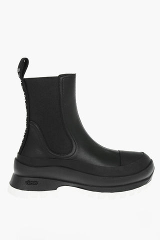 Faux Leather TRACE Chelsea Booties with Lettering Logo