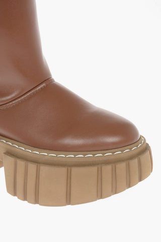 Faux-leather EMILIE Shearling Combat Boots with Chunky Platform Sole 7cm