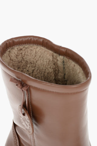 Faux-leather EMILIE Shearling Combat Boots with Chunky Platform Sole 7cm