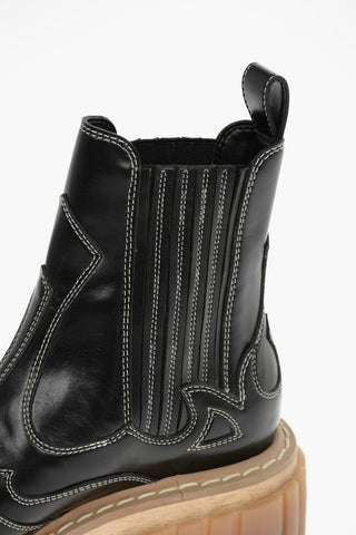 Faux-leather EMILIE Chelsea Booties Embellished with Contrasting Stitchings and Chunky Sole 7,5cm