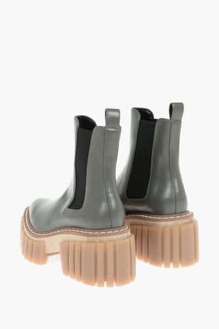 Faux-leather EMILIE Pointed-toed Chelsea Booties with Statement Sole 8cm