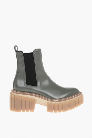 Faux-leather EMILIE Pointed-toed Chelsea Booties with Statement Sole 8cm