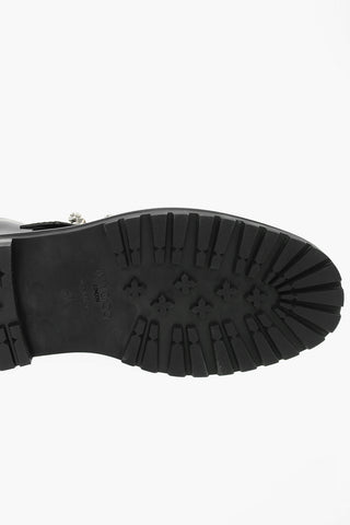 Leather CORA Combat Boots embellished with Crystal Buckle