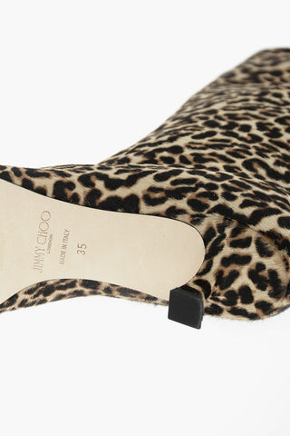 Leopard Printed CHADEE Ponyskin Pointed-toe Booties with Spool Heel 5cm