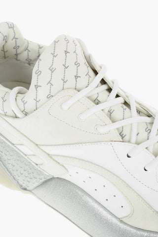 Faux Leather Nylon Sneakers with Glittery Chunky Sole
