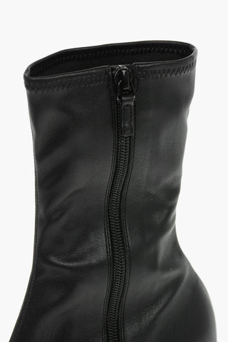 Anfibi In Pelle Vegan a Punta squadrata con Suola Statement Effetto Crepe 11cm