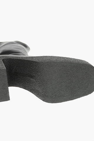 Anfibi In Pelle Vegan a Punta squadrata con Suola Statement Effetto Crepe 11cm
