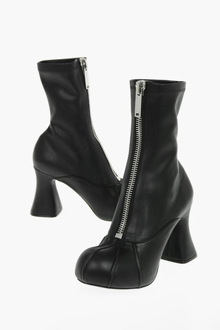 Stretchy Faux Leather Ankle Boots with Front zip 9,5cm