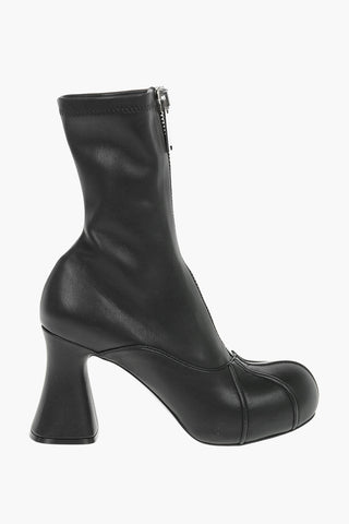 Stretchy Faux Leather Ankle Boots with Front zip 9,5cm