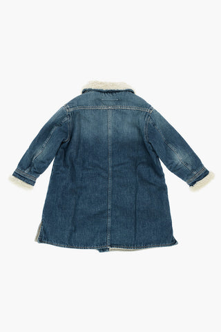 MM6 Padded Denim Jacket with Faux Fur Details