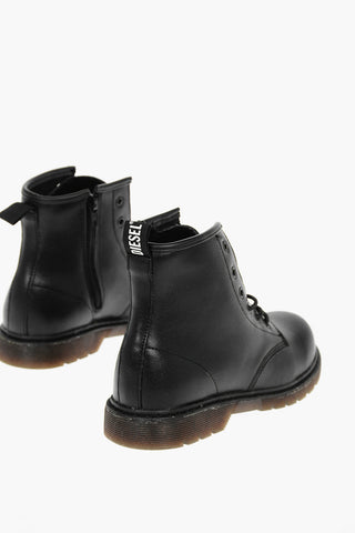 Side Zip Leather Combat Boots