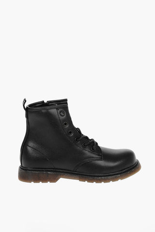 Side Zip Leather Combat Boots