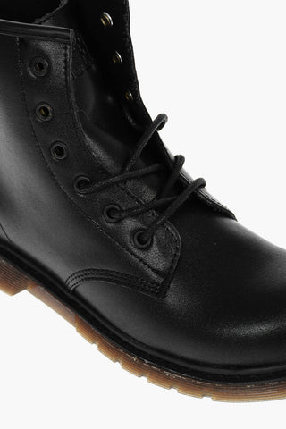 Side Zip Leather Combat Boots