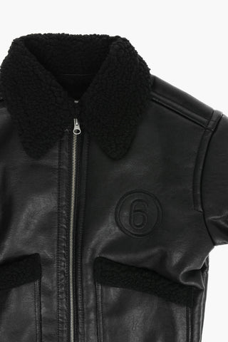 MM6 Giubbotto in Ecopelle con Chiusura Zip