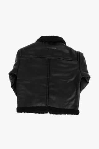 MM6 Giubbotto in Ecopelle con Chiusura Zip