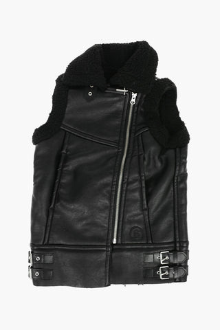 MM6 sleeveless faux leather jacket