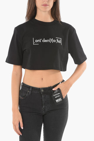 Cropped T-RECROP T-shirt with Front Embroidery