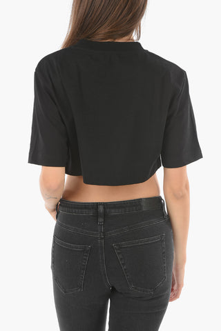 Cropped T-RECROP T-shirt with Front Embroidery