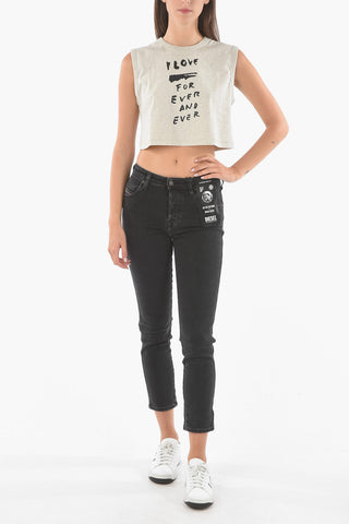 Tank Top Crop T-WELL con Stampa Frontale 