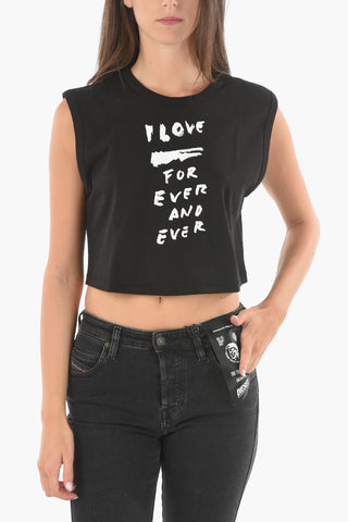 Front Printed T-WELL Cropped Tank Top