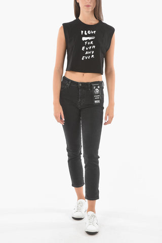 Front Printed T-WELL Cropped Tank Top