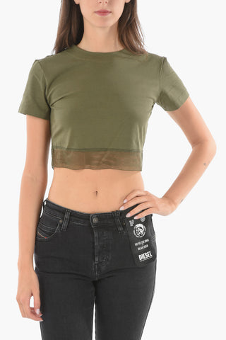 Cropped UFTEE T-shirt with Meshed Logoed Band