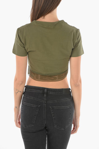 Cropped UFTEE T-shirt with Meshed Logoed Band