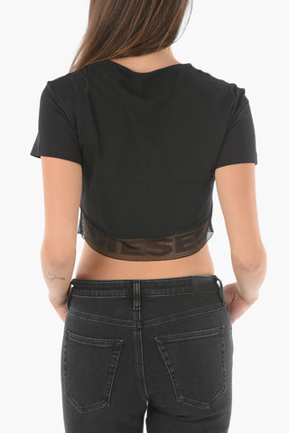 Cropped UFTEE T-shirt with Meshed Logoed Band