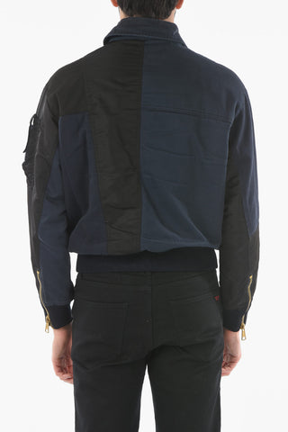 Nylon Detail Quilted Denim Jacket