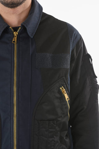 Nylon Detail Quilted Denim Jacket