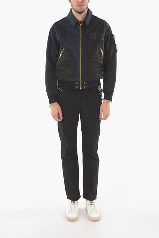 Nylon Detail Quilted Denim Jacket