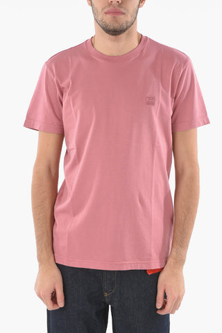 T-Shirt Girocollo in Cotone con Logo in Rilievo