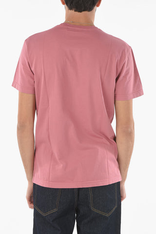 T-Shirt Girocollo in Cotone con Logo in Rilievo