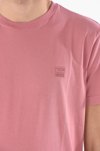 T-Shirt Girocollo in Cotone con Logo in Rilievo